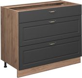 Vicco Keukenonderkast Fame-Line, Anthrazit-Gold Landhaus/Goudkleurig Eiken, 100 cm zonder werkblad