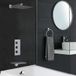 Kubix Set de douche encastré 2 voies thermostatique 30x30cm pomme de douche remplisseur de baignoire cascade chrome