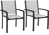 Outsunny Tuinstoelenset - Staal - 60x65x85cm - Lichtgrijs