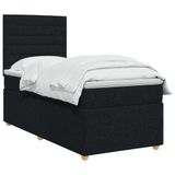 vidaXL Boxspringbed met matras met hoofdeinde Zwart 90 x 200 cm Stof