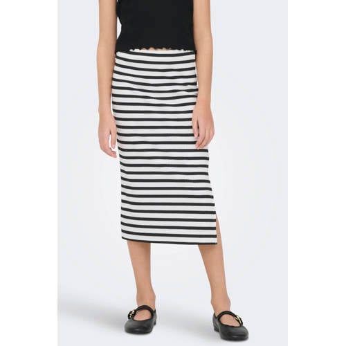 ONLY KIDS ONLY GIRL gestreepte plissé rok zwart