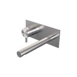 Brauer Brushed Edition Robinet de lavabo encastrable avec bec droit et plaque de recouvrement Modèle B2 Inox brossé PVD