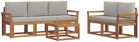 vidaXL Bank loungeset 5 zitplaatsen Acacia hout Naturel en lichtgrijs