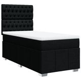 vidaXL Boxspringbed met matras, stof, zwart, 140x190 cm