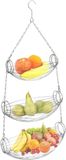 Excellent Houseware Hangende Fruitmandjes - IJzer - Zilver - 72 cm