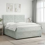 vidaXL Boxspringbed met matras, lichtgrijs, 140 x 190 cm, fluweel