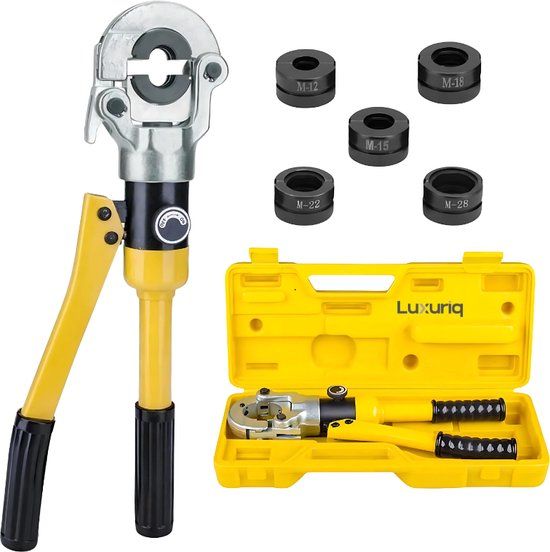 Luxuriq® Perstang - M Set - Krimptang - Perstang Waterleiding - RVS, Stalen en Koperen leidingen - Hydraulische - Roteerbaar 360 graden
