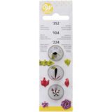 Wilton Decorating Tip Set Spuitmondjes, #104 #352 #224 | RVS Spuitmondjes voor Spuitzakken, Herbruikbaar, Voor het Decoreren van Cakes, Taarten en Cupcakes, Vaatwasserbestendig