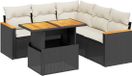vidaXL Loungeset polyrattan zwart 6-delig met kussens