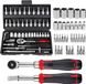 Merkloos Doppenset - Ratelsleutel Set - Doppensleutel Set - Gereedschapset Auto Reparatie - Auto Gereedschap Set - Gereedschap Koffer Zwart - 46 Delig