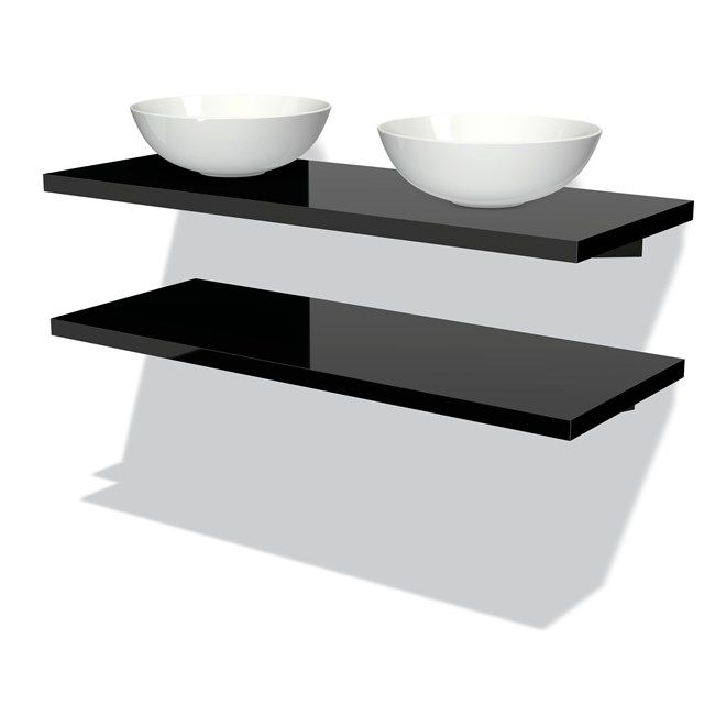 Maxaro Badkamermeubel Modulo Plato 120 cm Hoogglans Zwart 2 Wastafelbladen
