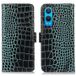 OnePlus Étui Portefeuille OnePlus Nord CE4 Lite/Oppo K12x en Cuir avec RFID - Série Crocodile - Vert
