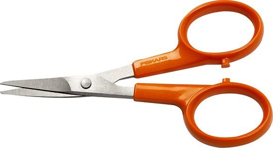 Fiskars Klassieke Precisie Schaar - 10 cm - Gebogen Punt - Oranje - Linkshandig