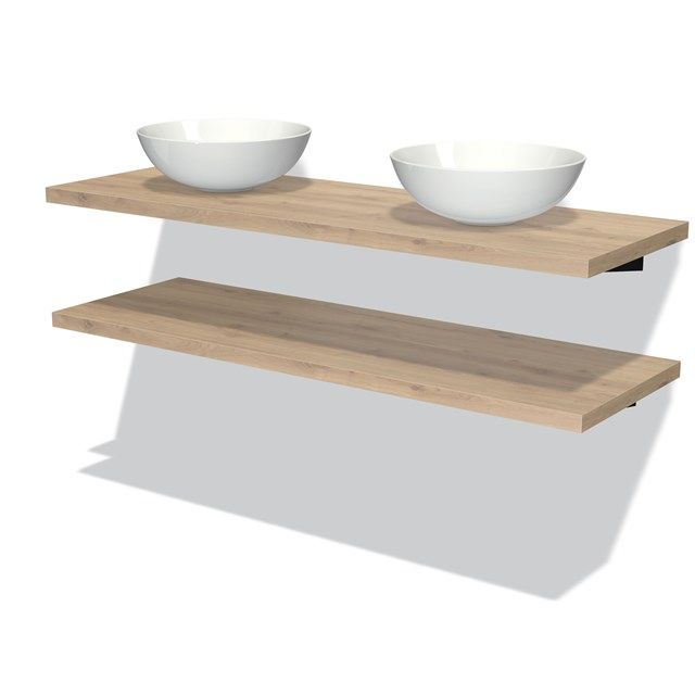 Maxaro Badkamermeubel Modulo Plato Lichtbruin Eiken 140 cm met 2 Wastafelbladen