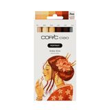 Copic Ciao PORTRAIT Set Amber Glow, 5 beige- en zandtinten incl. 1 multiliner 0,3 mm in bruin, dubbele marker met medium breedte en één penseelpunt