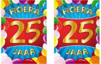 Bellatio Decorations Poster de porte d'anniversaire - 2x - 25 ans - multi - 59 x 84 cm