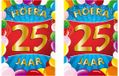 Bellatio Decorations Poster de porte d'anniversaire - 2x - 25 ans - multi - 59 x 84 cm