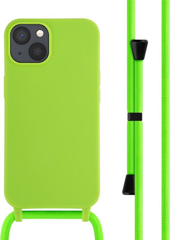 iMoshion iPhone 13 Hoesje met Koord - Siliconen Back Cover - Groen