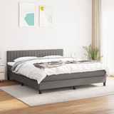 vidaXL Boxspringbed met matras, donkergrijs, 180x200 cm, gestoffeerd