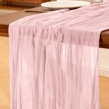 Tafelloper, Bol Tafelloper, roze, 300 x 90 cm, boho-stijl, tafelloper van gaas voor bruiloften, verjaardagsfeesten, Kerstmis en Nieuwjaar, decoratie keukentafel