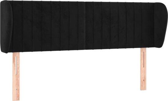 vidaXL Hoofdbord met randen 147x23x78/88 cm fluweel zwart
