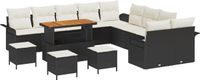 vidaXL Tuinbank Set 14-delig Zwart Polyrotan