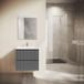 Saniclass Prime Blend Badkamermeubelset - 60x55x46cm - 1 rechthoekige keramische wasbak wit - 1 kraangat - 2 lades - rechthoekige spiegel - mat antraciet SW892640/SW804530/SW724611