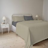 Beddengoedset voor tweepersoonsbed, 100% natuurlijk katoen, kleur: natuurlijke kleuren, gemaakt in Italië, hoeslaken, laken 240 x 300 cm en kussenslopen met overslag, taupe/donkergrijs