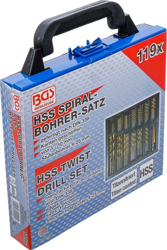 BGS 2009 - Spiraalboren en Trappenboorset - HSS - titanium gecoat - 1-10 mm - 119-dlg.