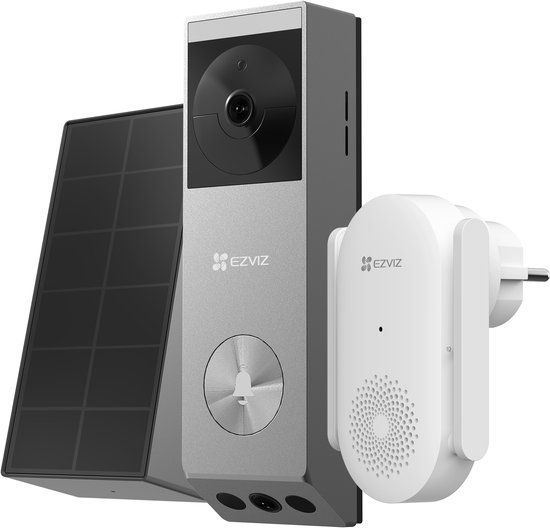 EZVIZ EP3X Pro + CH1 Chime - Draadloze Video Deurbel - 2K HD - Incl. Zonnepaneel