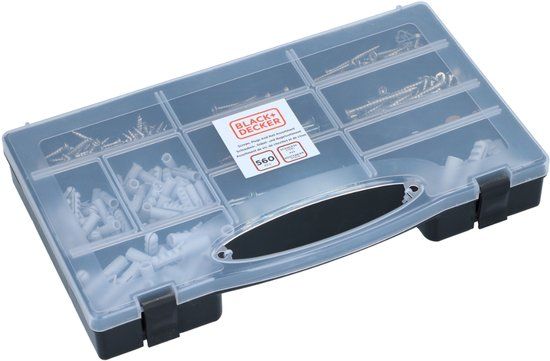 BLACK+DECKER Spijkers, Pluggen en Schroeven Set - 560 stuks - Assortimentsdoos
