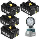 Batteries pour outils électriques, capacité de 8000 mAh, compatible avec BL1830, 4x 8.0Ah, 1x lampe de travail