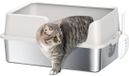 PawHut Kattenbak - Roestvrij Staal - 60x40x28cm - Lichtgrijs