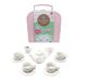 ODS - 44022 Porseleinen Theeset, 13-delig, 4 Schoteltjes, 4 Kopjes, Suikerpot, Melkreservoir en Theepot met Deksel, Leuke Reismand