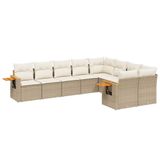 vidaXL 9-delige Loungeset met Kussens, Poly Rattan, Beige