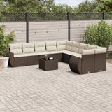 Maison Exclusive - Ensemble de jardin pour le jardin, composé de 11 pièces avec coussins, en polyrotin marron
