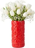 DK Design Bloemenvaas Hearts - rood - keramiek - 11 x 22 cm