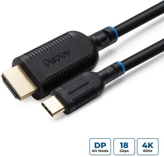 Microconnect MC-USBCHDMI2 video kabel adapter 2 m USB Type-C HDMI Zwart