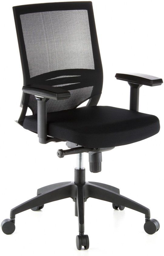HJH OFFICE Bureaustoel Porto Base Mesh Stof - Zwart