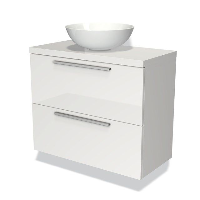 Maxaro Badkamermeubel Modulo Plato Slim Hoogglans Wit 80cm 2 Lades