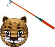 Merkloos Bol lampion panter - bruin - H20 cm - papier - met lampionstokje - 40 cm