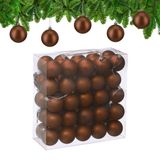 Relaxdays Kerstballen set van 50, kunststof, mat, Ø 6 cm, bruin