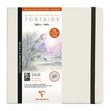 Clairefontaine 975443C - Gennaaid schetsboek Fontaine, gesatineerd wit tekenpapier, 24 pagina's, 21x21 cm, 300g + 12 voorgedrukte postkaarten