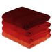 4-delige badhanddoekenset, lichtoranje, oranje, rood, fuchsia-kleuren