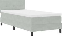vidaXL Boxspring bed met hoofdeinde Lichtgrijs 90 x 200 cm Fluweel