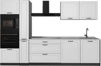 Vicco Complete keukeneenheid R-Line, Wit landelijk/Antraciet, 310 cm marmer werkblad