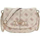 GUESS Carrie Logo Flap Shoulder Bag Vanilla Logo crème