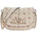 GUESS Carrie Logo Flap Shoulder Bag Vanilla Logo crème