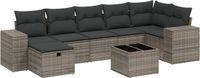vidaXL 8-delige Loungeset met kussens, polyrattan, grijs
