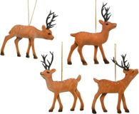 Decoris Rendier flock hangdeco bruin 13cm